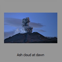 Ash cloud at dawn